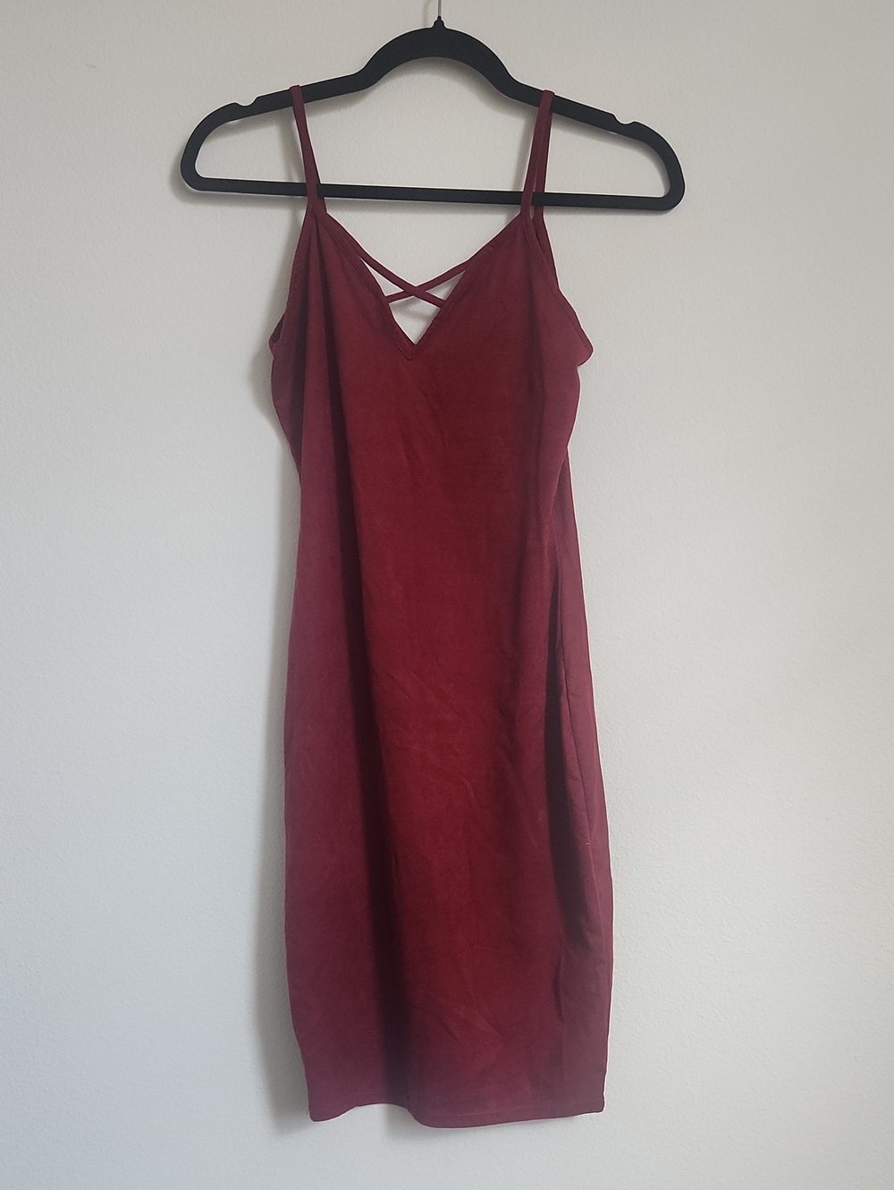 January 7 Wine Dress with Crisscross Straps